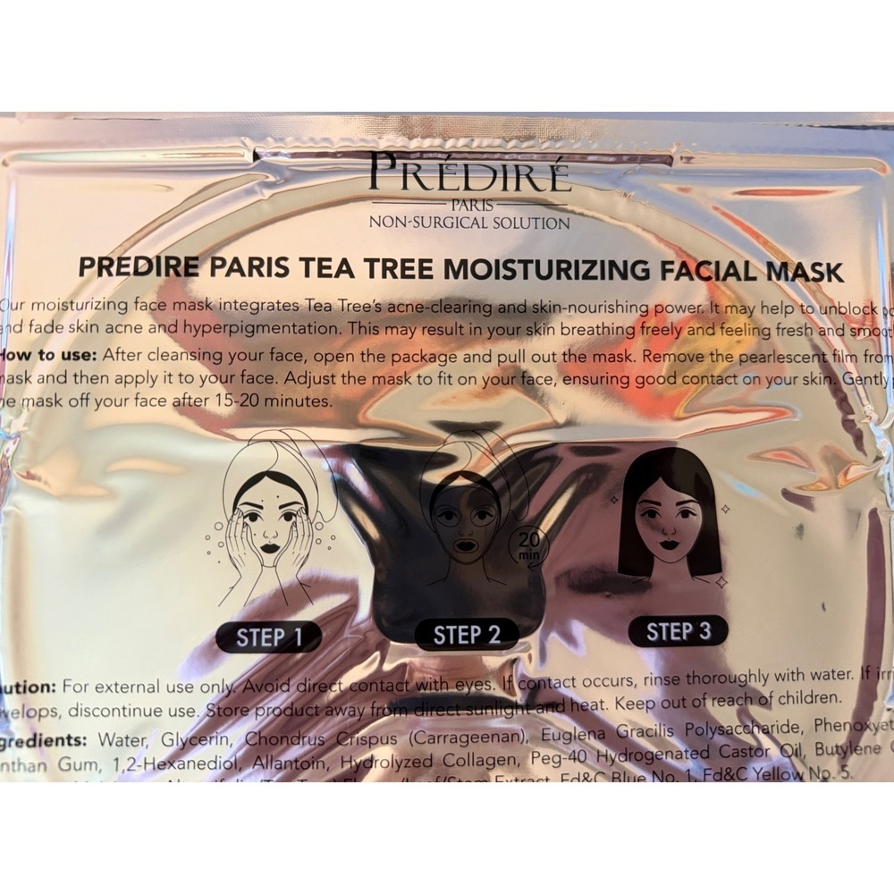 Predire Paris Tea Tree Moisturizing Facial Mask Set of 2 Non-Surgical Solution - Picture 3 of 3